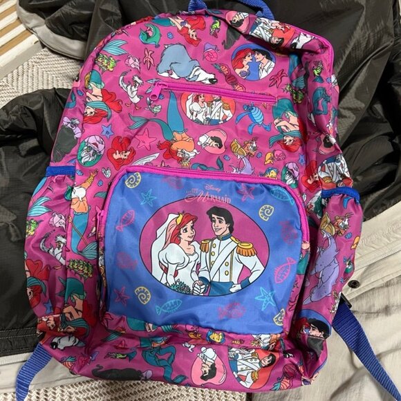 Tokyo Disneyland NOSTALGICA ARIEL ALL-OVER PATTERN FOLDING BACKPACK